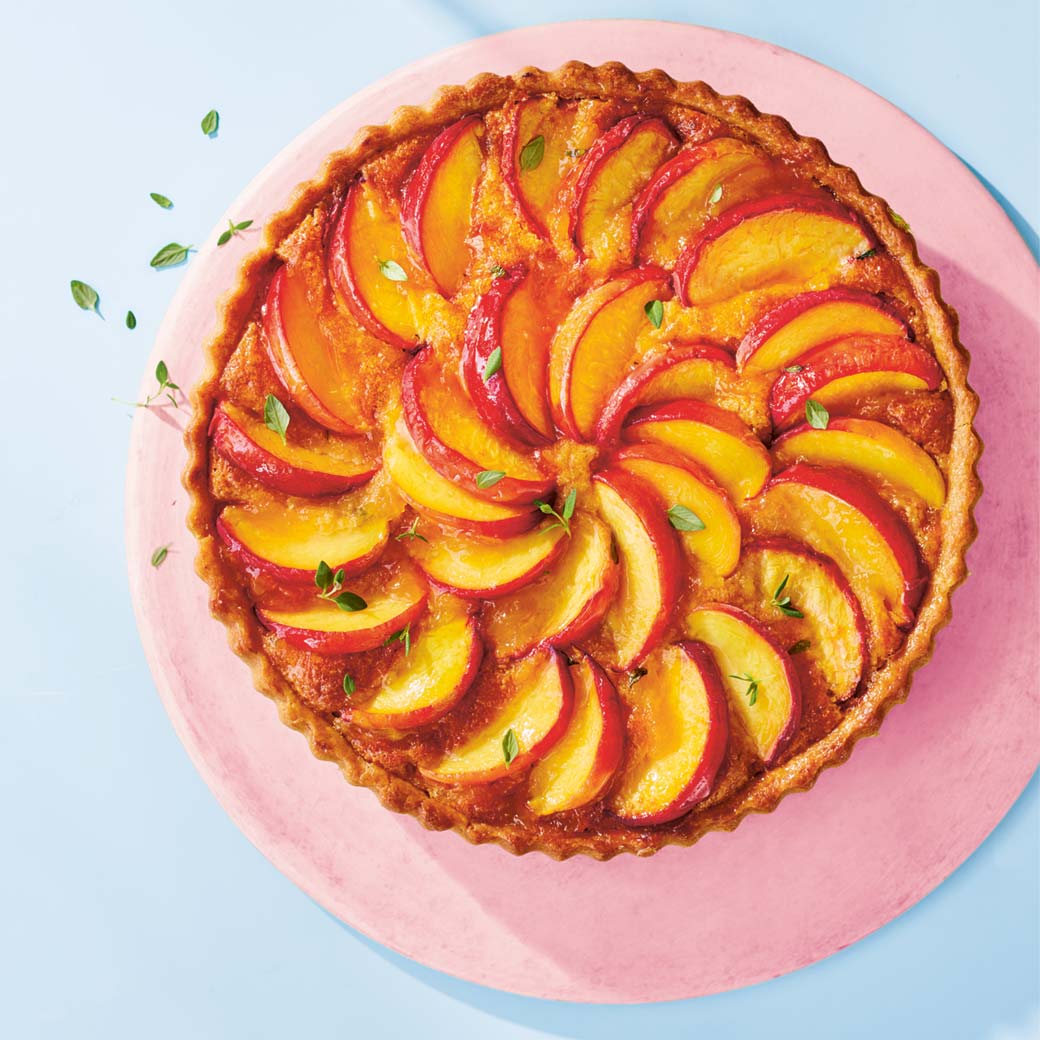 Peach, almond and thyme tart Recipe | Recipes from Ocado