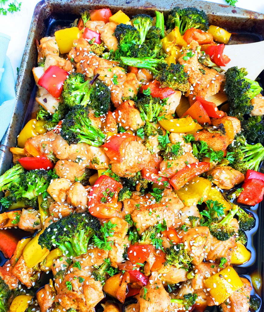 Sheet Pan Teriyaki Ginger Sesame Chicken & Broccoli - Beautiful Eats & Things