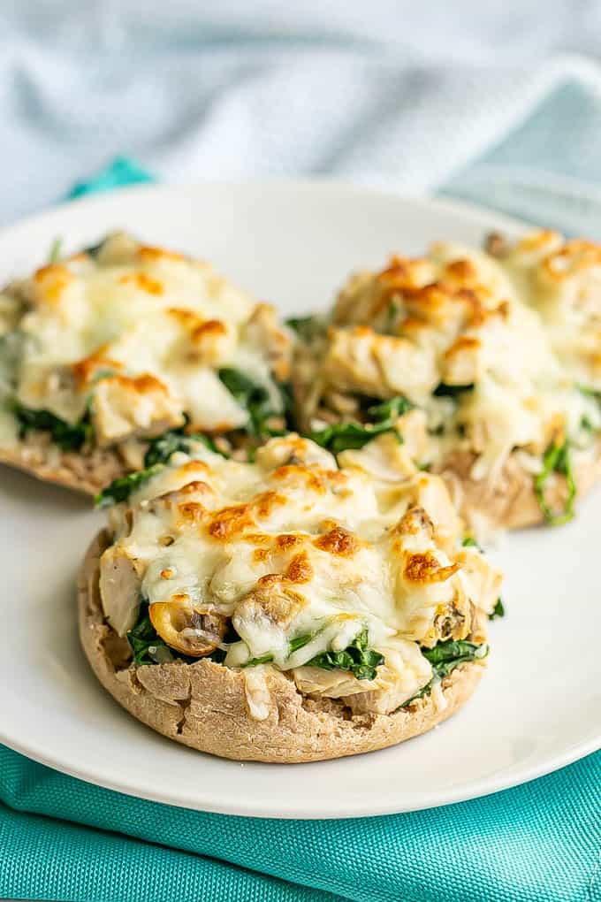 Open-faced turkey spinach mushroom melts - Family Food on the Table