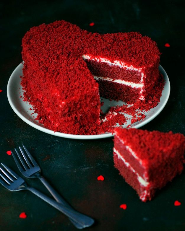 Free Photo | Heart shaped red velvet cake on dark | Red velvet cake, Red birthday cakes, Yummy cakes