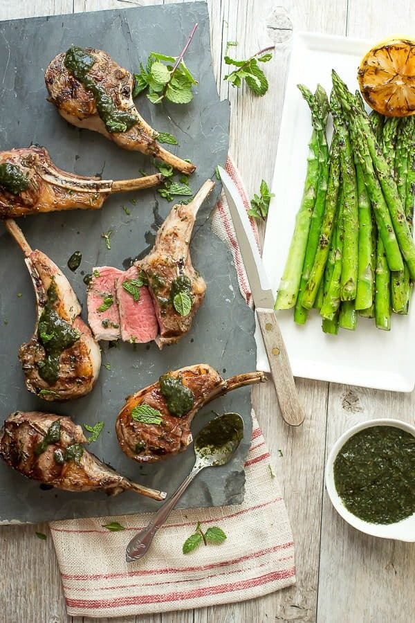 Grilled Lamb Rib Chops with Mint Sauce - Foodness Gracious