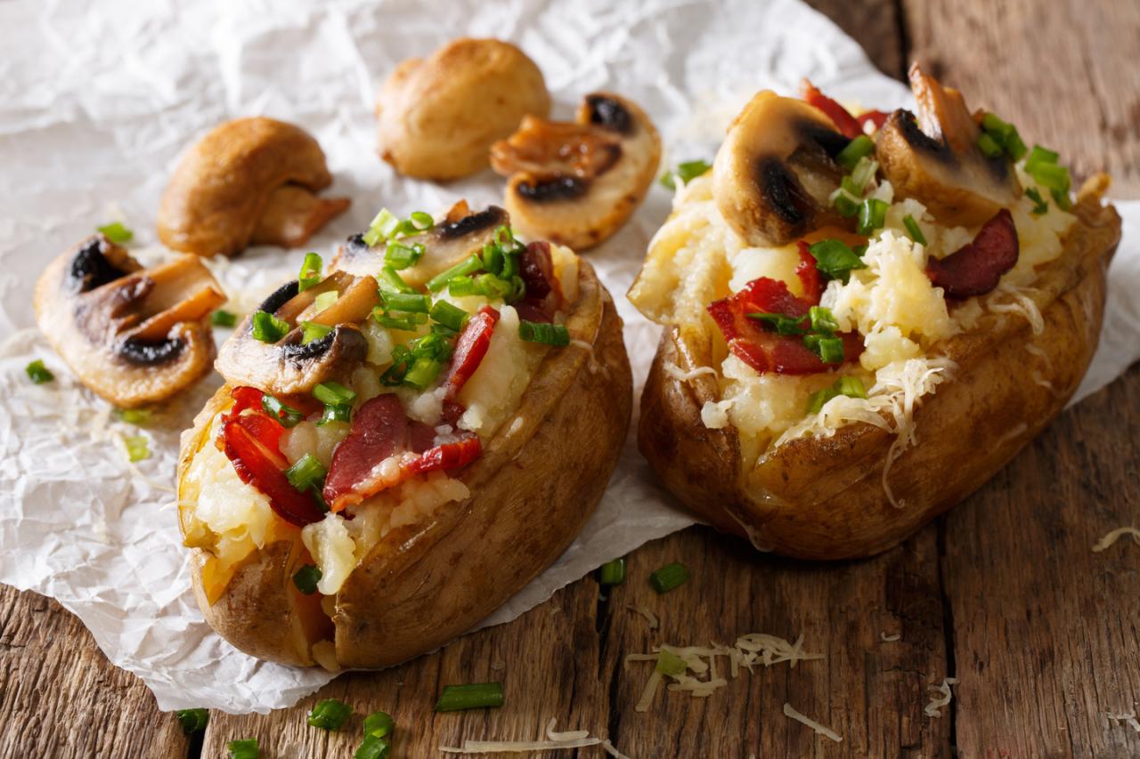 Ham, Mushroom, and Cheese Baked Potatoes - Recipes.net