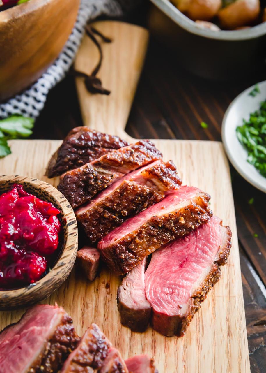 Pan Seared Duck Breast - Easy Duck Breast Recipe with Cranberry Sauce