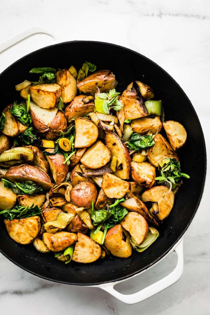 Oven Roasted Leeks and Potatoes (Air Fryer Option)